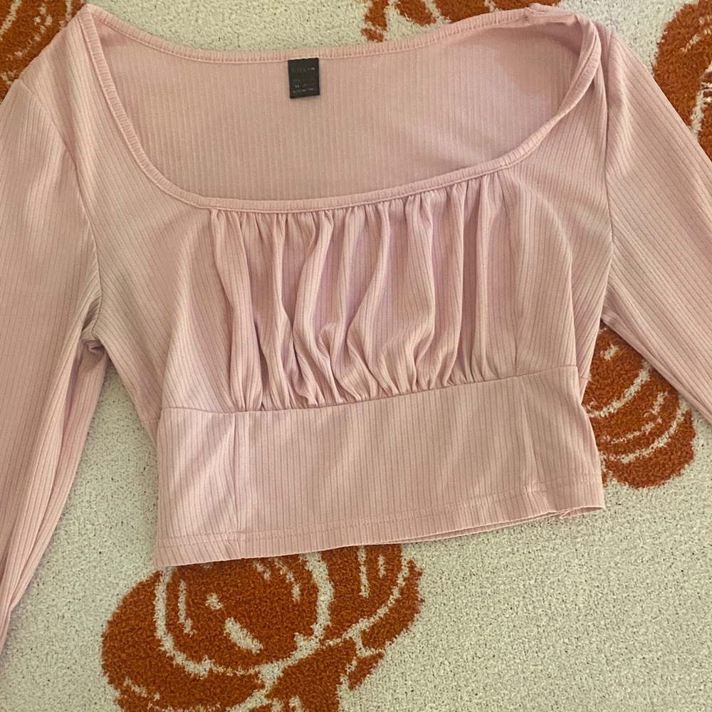 SHEIN Light Pink Ribbed Blouse